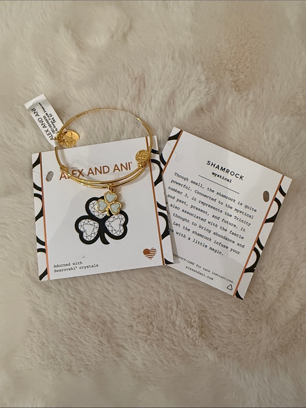 Alex and Ani Gold and Black Shamrock Charm Bangle